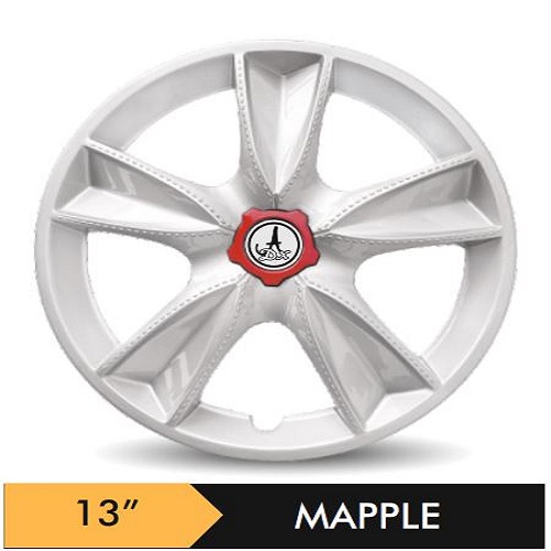 Car Wheel Cover/caps (MAPPLE - SILVER) Compatible With - R13 INCHES RIM SIZE