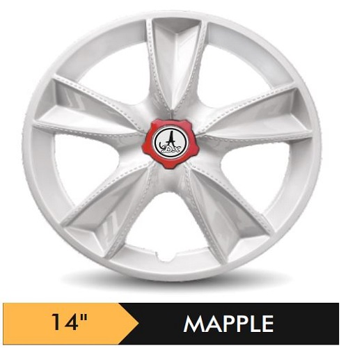 Car Wheel Cover/caps (MAPPLE - SILVER) Compatible With - R14 INCHES RIM SIZE