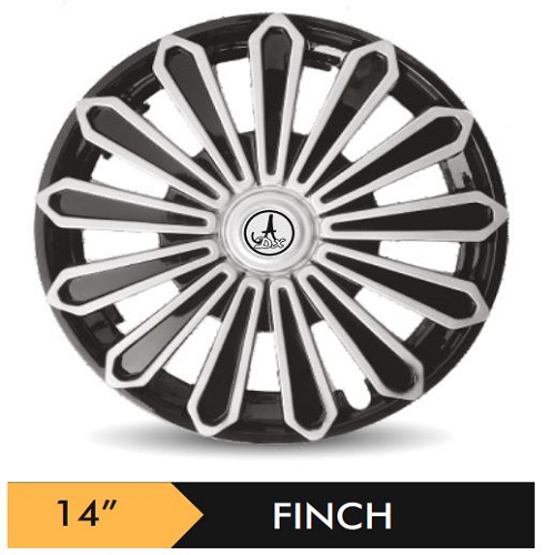 Car Wheel Cover/caps (FINCH - BLACK AND SILVER) Compatible With - R14 INCHES RIM SIZE