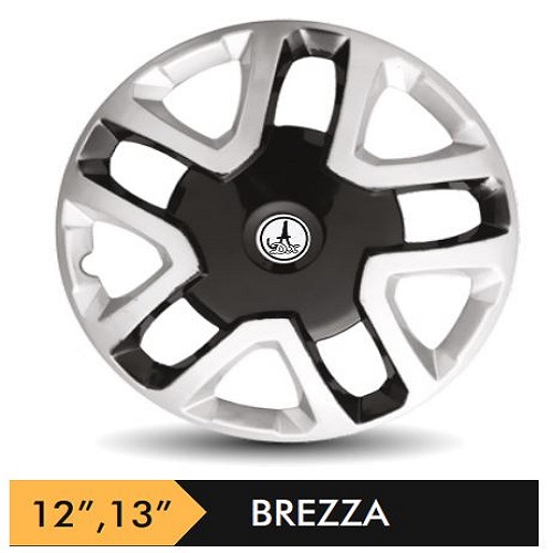 Car Wheel Cover/caps (BRZA - BLACK AND SILVER) Compatible With - R13 INCHES RIM SIZE