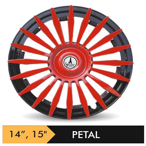 Car Wheel Cover/caps (PETAL - RED AND BLACK) Compatible With - R15 INCHES RIM SIZE