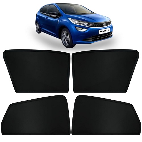  Fixed Type Non-Magnetic Window Sunshades for TATA Altroz EV | Z-Black | 4-Piece Car Window Curtain Set | UV Protection | Premium Black Mesh | Custom Fit for TATA Altroz EV