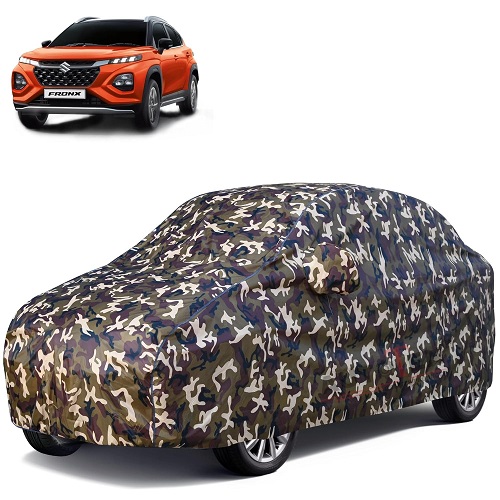  Waterproof Car Body Cover Compatible with Maruti Fronx 100% Waterproof with Mirror & Antenna Pocket Triple Stitched Bottom Elastic Dustproof Full Body Protection (Cloud Series Army)