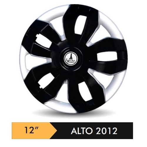 Car Wheel Cover/caps (ALTO 2012 - BLACK AND SILVER) Compatible With - R12 INCHES RIM SIZE