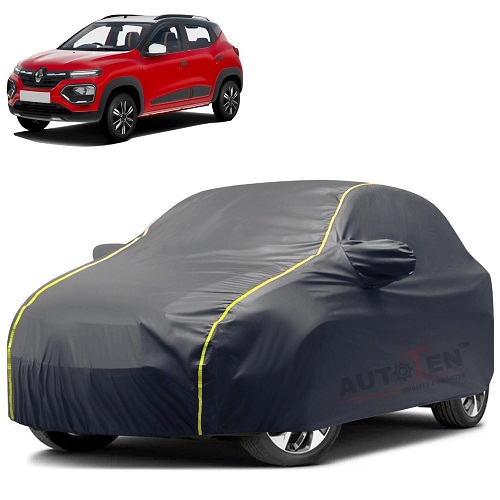 Waterproof Car Body Cover Compatible with Renault Kwid 100% Waterproof with Mirror & Antenna Pocket Triple Stitched Bottom Elastic Dustproof Full Body Protection (Grey Series)