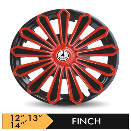 Car Wheel Cover/caps (FINCH - BLACK AND RED) Compatible With - R12 INCHES RIM SIZE