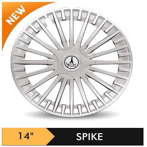 Car Wheel Cover/caps (SPIKE - SILVER) Compatible With - R14 INCHES RIM SIZE