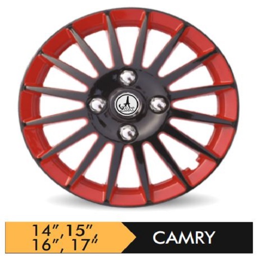 Car Wheel Cover/caps (CAMRY RED AND BLACK) Compatible With - R16 INCHES RIM SIZE