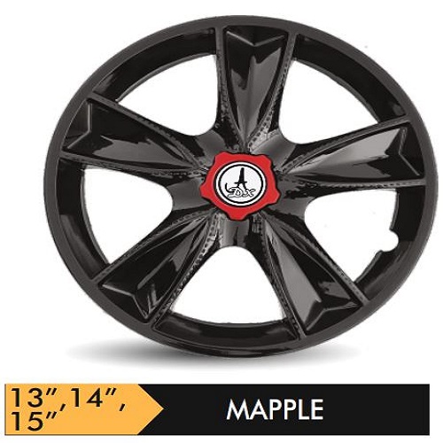 Car Wheel Cover/caps (MAPPLE - BLACK) Compatible With - R15 INCHES RIM SIZE