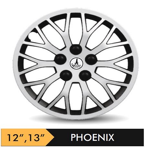 Car Wheel Cover/caps (PHOENIX - BLACK AND SILVER) Compatible With - R13 INCHES RIM SIZE