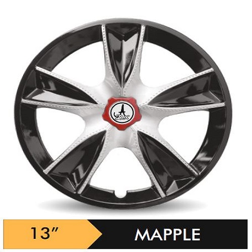 Car Wheel Cover/caps (MAPPLE - BLACK AND SILVER) Compatible With - R13 INCHES RIM SIZE