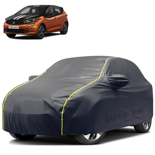 Waterproof Car Body Cover Compatible with Tata Altroz 100% Waterproof with Mirror & Antenna Pocket Triple Stitched Bottom Elastic Dustproof Full Body Protection (Grey Series)