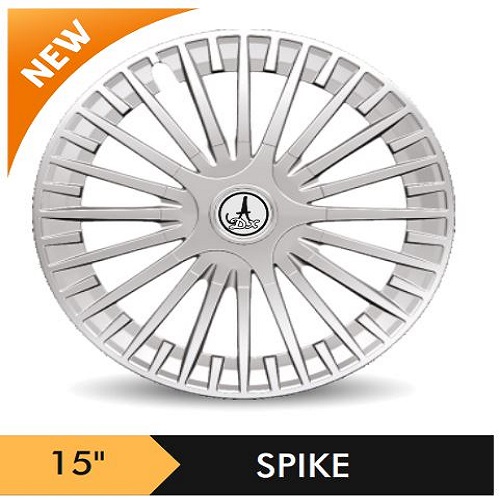 Car Wheel Cover/caps (SPIKE - SILVER) Compatible With - R15 INCHES RIM SIZE