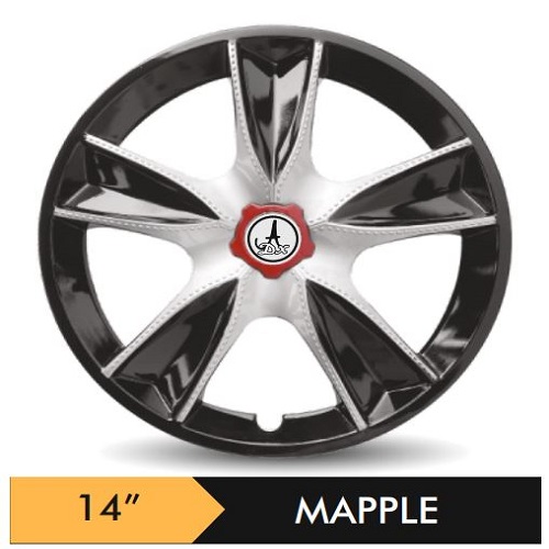Car Wheel Cover/caps (MAPPLE - BLACK AND SILVER) Compatible With - R14 INCHES RIM SIZE