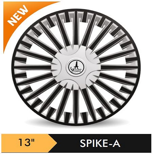 Car Wheel Cover/caps (SPIKE - BLACK AND SILVER-A) Compatible With - R13 INCHES RIM SIZE