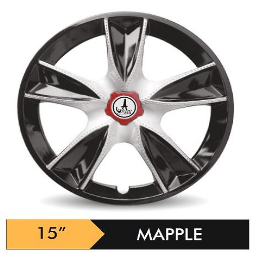 Car Wheel Cover/caps (MAPPLE - BLACK AND SILVER) Compatible With - R15 INCHES RIM SIZE