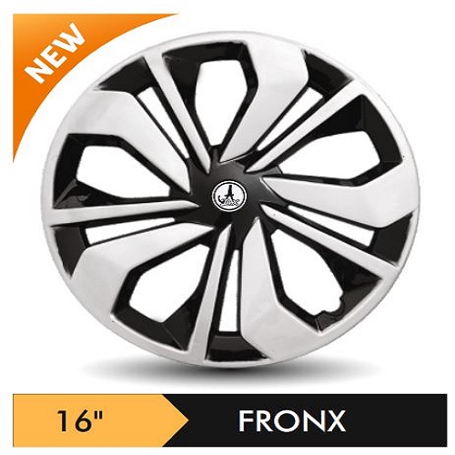 Car Wheel Cover/caps (FRONX - BLACK AND SILVER) Compatible With - R16 INCHES RIM SIZE