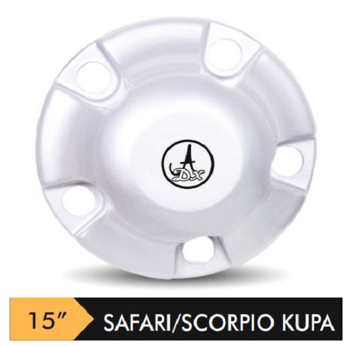 Car Wheel Cover/caps (SAFARI/SCORPIO CUPA - SILVER) Compatible With - R15 INCHES RIM SIZE