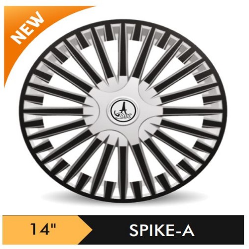 Car Wheel Cover/caps (SPIKE - BLACK AND SILVER-A) Compatible With - R14 INCHES RIM SIZE