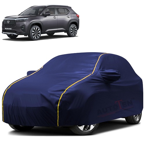 Waterproof Car Body Cover Compatible with Honda Elevate 100% Waterproof with Mirror & Antenna Pocket Triple Stitched Bottom Elastic Dustproof Full Body Protection (Blue Series)