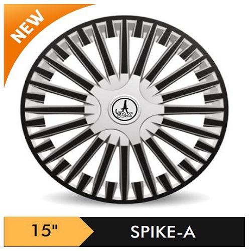 Car Wheel Cover/caps (SPIKE - BLACK AND SILVER-A) Compatible With - R15 INCHES RIM SIZE