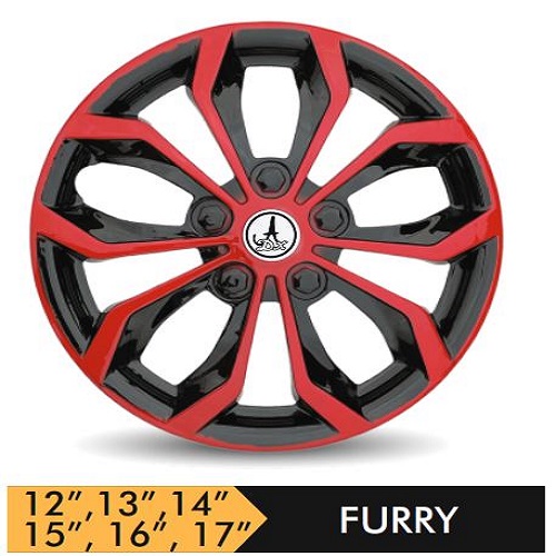 Car Wheel Cover/caps (FURY - RED AND BLACK) Compatible With - R13 INCHES RIM SIZE