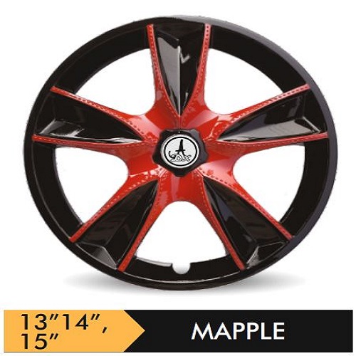 Car Wheel Cover/caps (MAPPLE - BLACK AND RED) Compatible With - R14 INCHES RIM SIZE
