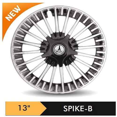 Car Wheel Cover/caps (SPIKE - BLACK AND SILVER-B) Compatible With - R13 INCHES RIM SIZE
