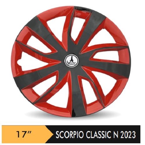 Car Wheel Cover Universal Scorpio Classic Red And Black Color Design Available 17'' inches Size Compatible With - R17 INCH Wheel Size