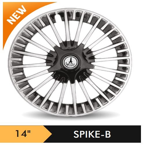 Car Wheel Cover/caps (SPIKE - BLACK AND SILVER-B) Compatible With - R14 INCHES RIM SIZE