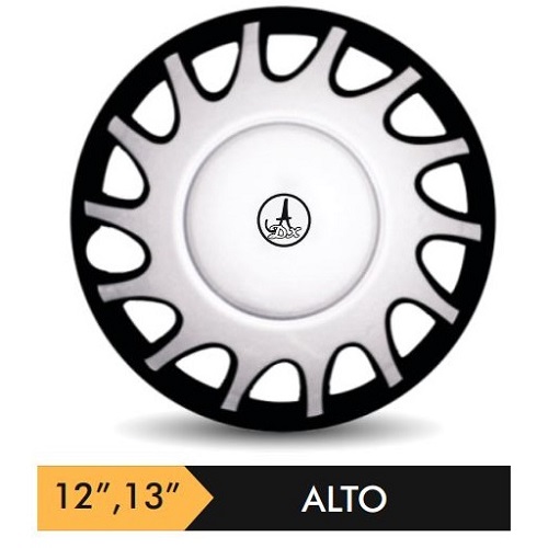 Car Wheel Cover/caps (ALTO - BLACK AND SILVER) Compatible With - R12 INCHES RIM SIZE