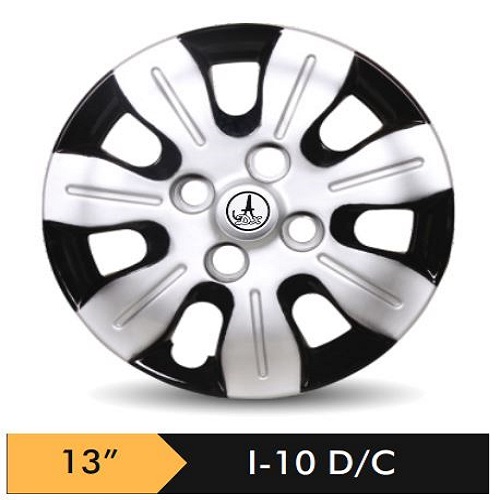 Car Wheel Cover/caps (i10 - BLACK AND SILVER) Compatible With - R13 INCHES RIM SIZE