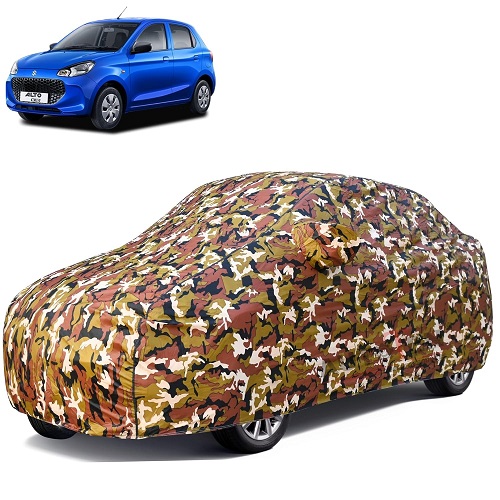  Waterproof Car Body Cover Compatible with Maruti Alto-K10 100% Waterproof with Mirror & Antenna Pocket Triple Stitched Bottom Elastic Dustproof Full Body Protection (Jungle Series)