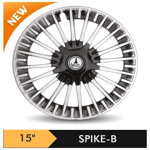 Car Wheel Cover/caps (SPIKE - BLACK AND SILVER-B) Compatible With - R15 INCHES RIM SIZE