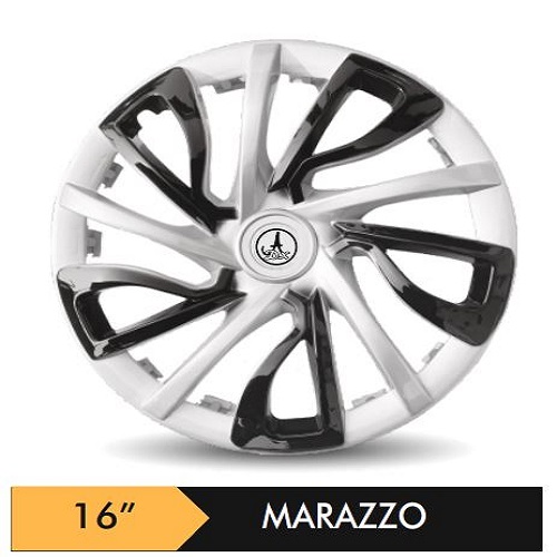 Car Wheel Cover/caps (MARAZZO - BLACK AND SILVER) Compatible With - R16 INCHES RIM SIZE