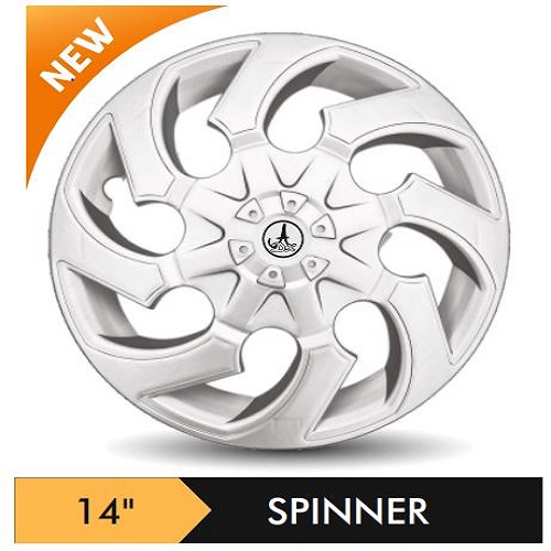 Car Wheel Cover/caps (SPINNER - SILVER) Compatible With - R14 INCHES RIM SIZE