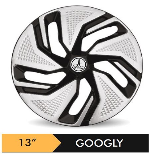 Car Wheel Cover Universal Googly Black And Silver Color Design Available 13'' 14''  inches Size Compatible With - R13 INCH Wheel Size