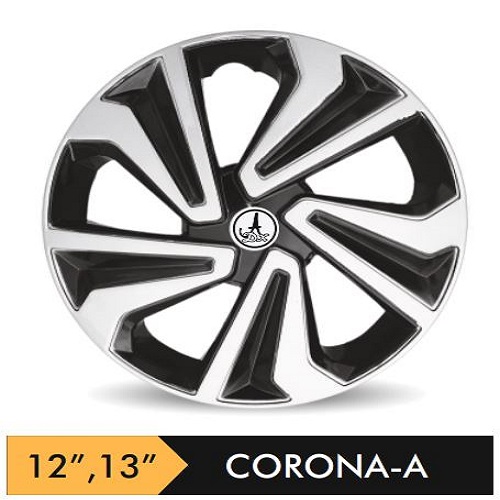 Car Wheel Cover/caps (CARUNAA BLACK AND SILVER - A) Compatible With - R12 INCHES RIM SIZE