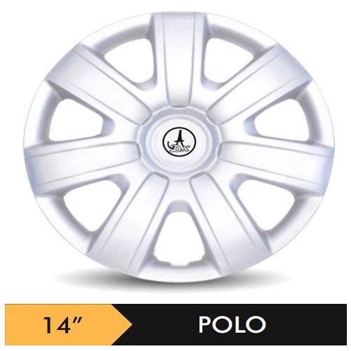 Car Wheel Cover/caps (POLO - SILVER) Compatible With - R14 INCHES RIM SIZE