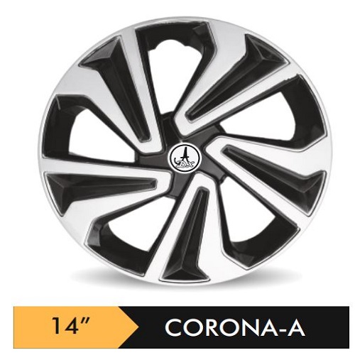Car Wheel Cover/caps (CARUNAA BLACK AND SILVER - A) Compatible With - R14 INCHES RIM SIZE