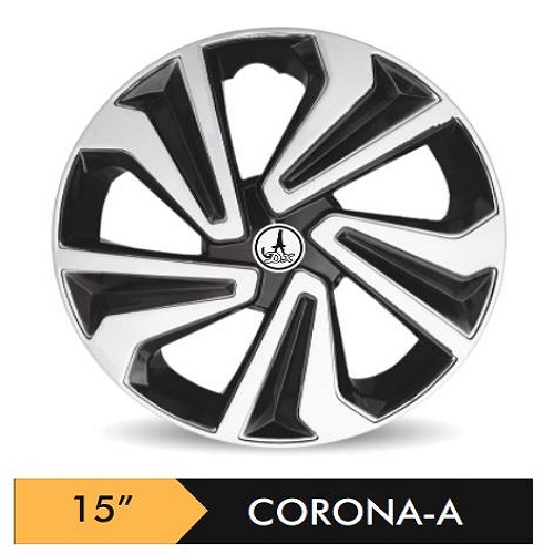 Car Wheel Cover/caps (CARUNAA BLACK AND SILVER - A) Compatible With - R15 INCHES RIM SIZE