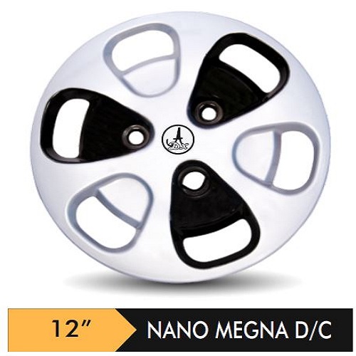 Car Wheel Cover/caps (NANO MEGNA - BLACK AND SILVER) Compatible With - R12 INCHES RIM SIZE