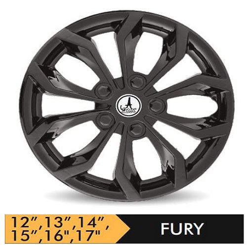 Car Wheel Cover/caps (FURY - BLACK) Compatible With - R15 INCHES RIM SIZE