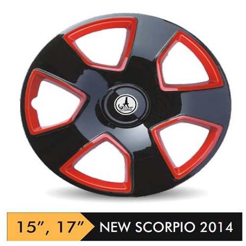 Car Wheel Cover/caps (NEW SCORPIO 2014 - BLACK AND RED) Compatible With - R17 INCHES RIM SIZE