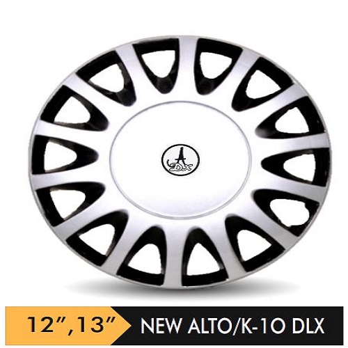 Car Wheel Cover/caps (NEW ALTO - BLACK AND SILVER) Compatible With - R12 INCHES RIM SIZE