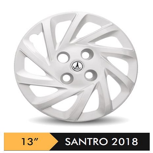 Car Wheel Cover/caps (SANTRO 2018 - SILVER) Compatible With - R13 INCHES RIM SIZE