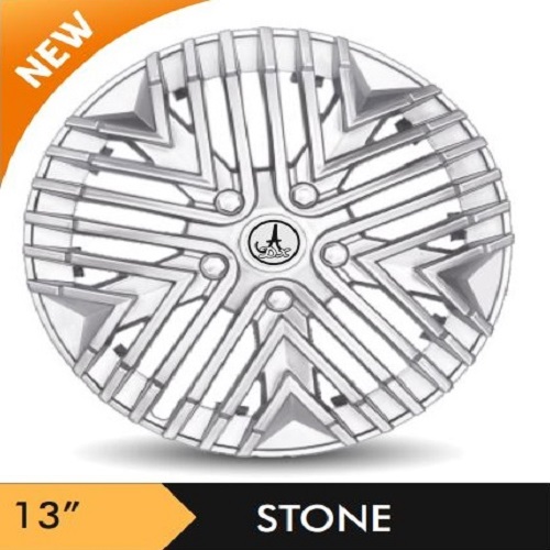 Car Wheel Cover/caps (STONE - SILVER) Compatible With - R13 INCHES RIM SIZE