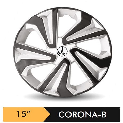 Car Wheel Cover/caps (CARUNAA BLACK AND SILVER - B) Compatible With - R15 INCHES RIM SIZE