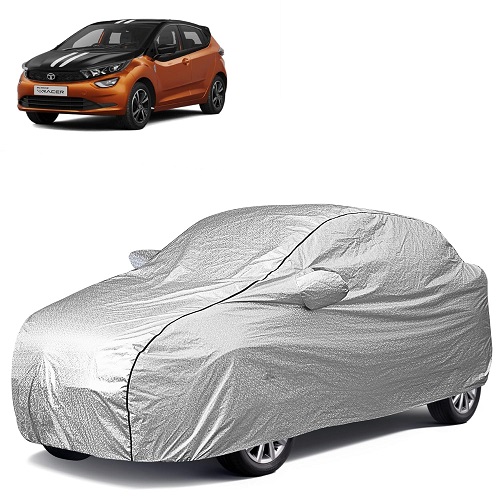 Waterproof Car Body Cover Compatible with Tata Altroz 100% Waterproof with Mirror & Antenna Pocket Triple Stitched Bottom Elastic Dustproof Full Body Protection (Silver Series)