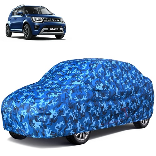 6X6 100% Waterproof Car Body Cover Compatible with Maruti Ignis 100% Waterproof with Mirror & Antenna Pocket Triple Stitched Bottom Elastic Dustproof Full Body Protection (Cloud Series)
